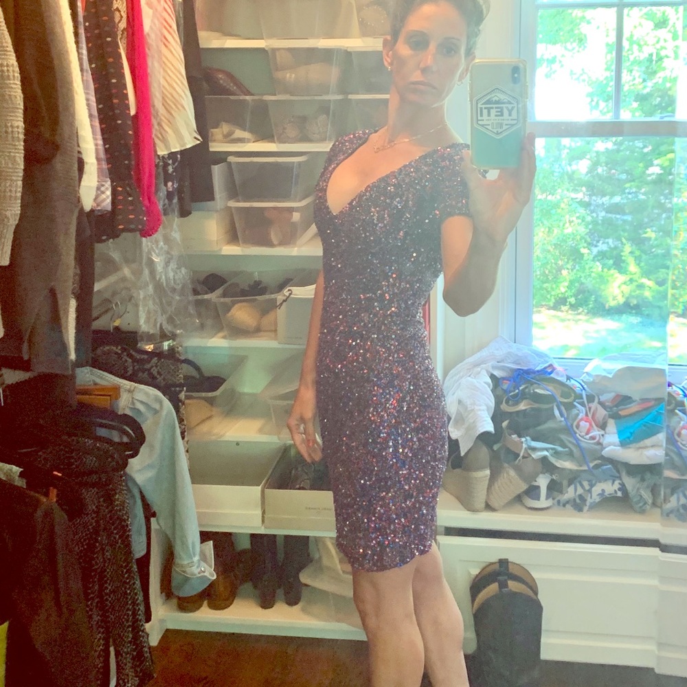 Parker Black Sequined Cocktail Dress